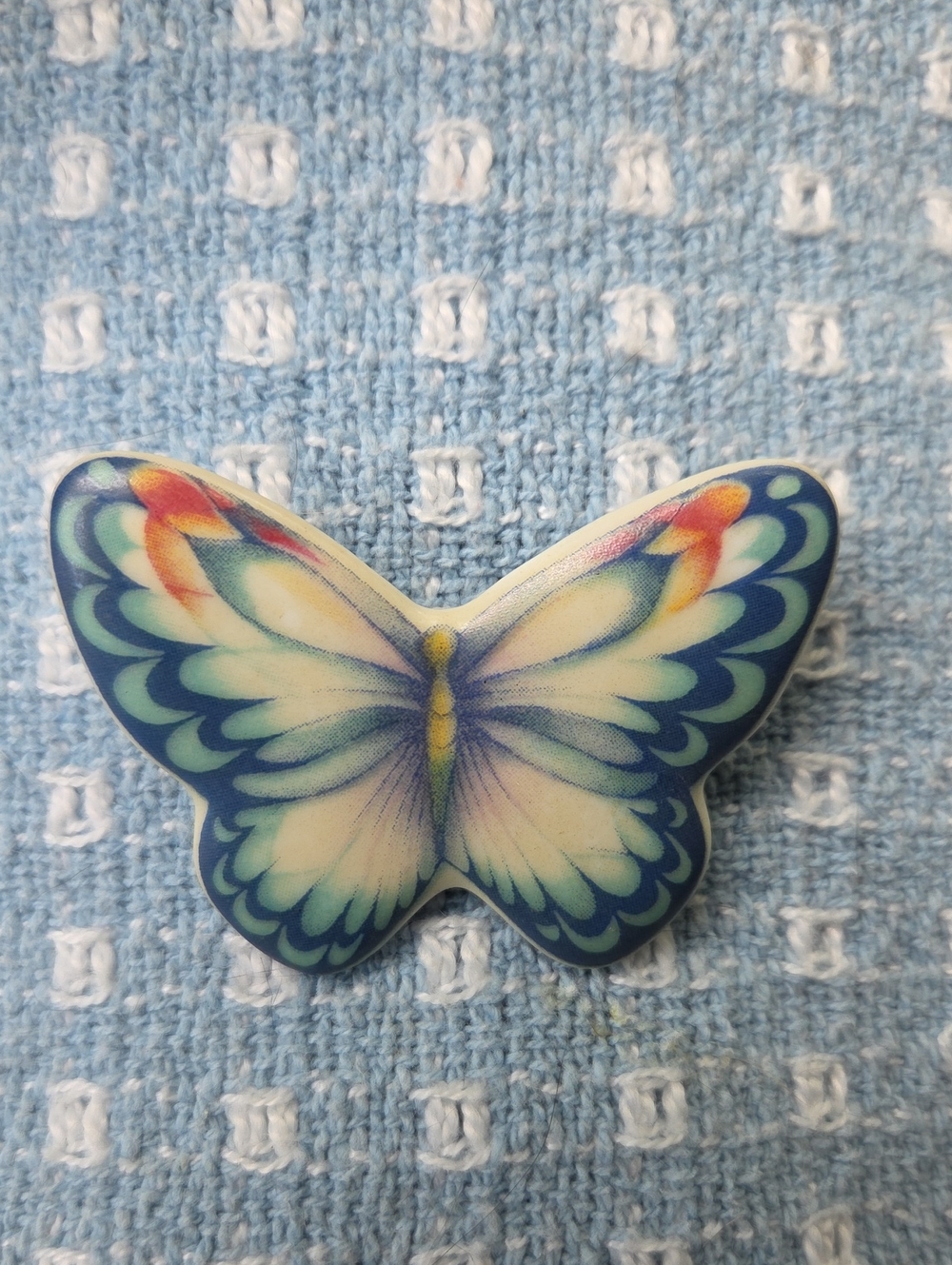 Vintage Porcelain Butterfly Pin Brooch.